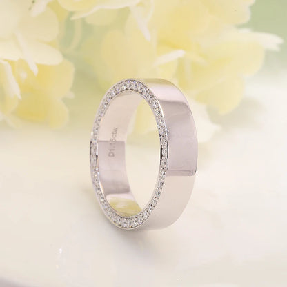 AEAW 14K White Gold Moissanite Rings Wedding Bands Solid Real Jewelry Top Quality D Color VVS1 round Cut Moissanite