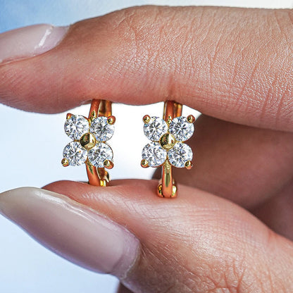 D VVS1 Four-Leaf Clover Moissanite Earrings for Women S925 Silver GRA Certified Hot Sell Hoop Dainty Fashion Jewelry
