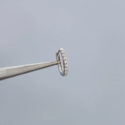 Moissanite Huggie Hoops, 925 Sterling Silver, Full Pavé Hoop Earrings, 6Mm 7Mm 8Mm 9Mm, Sold as a Pair