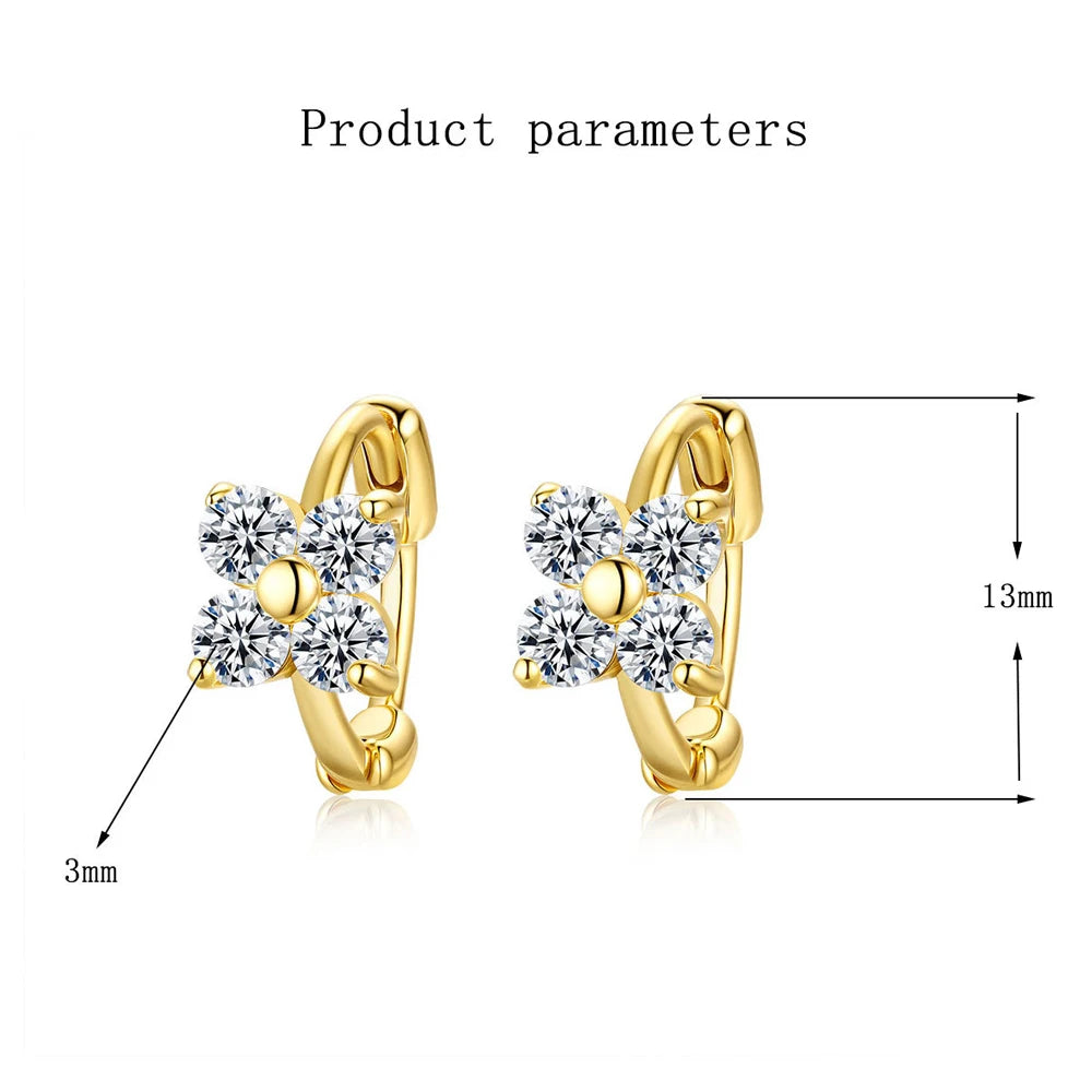 D VVS1 Four-Leaf Clover Moissanite Earrings for Women S925 Silver GRA Certified Hot Sell Hoop Dainty Fashion Jewelry