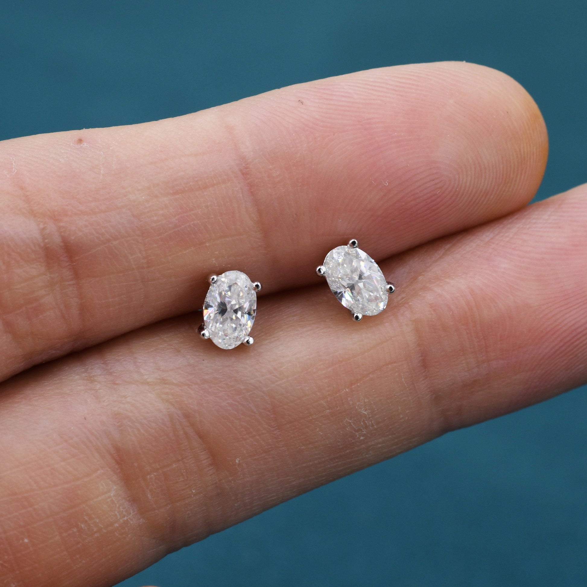 1Ct Moissanite Diamond Stud Earrings in Sterling Silver, Oval Cut Earrings, 4X6Mm, Four Prong Set, Oval Moissanite Earrings