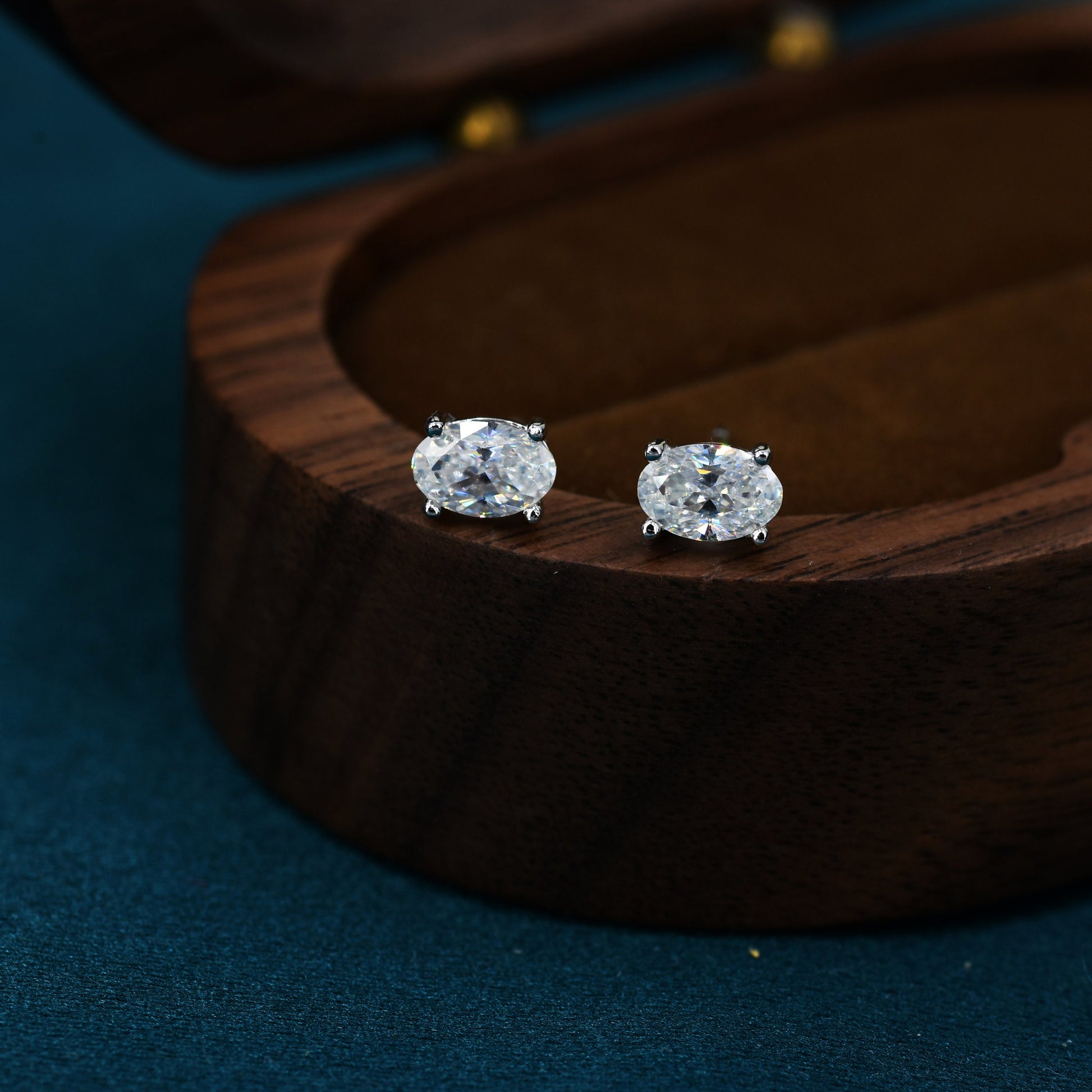 1Ct Moissanite Diamond Stud Earrings in Sterling Silver, Oval Cut Earrings, 4X6Mm, Four Prong Set, Oval Moissanite Earrings